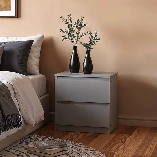 EONLION Modern Grey Bedside Table and Nightstand Cabinet