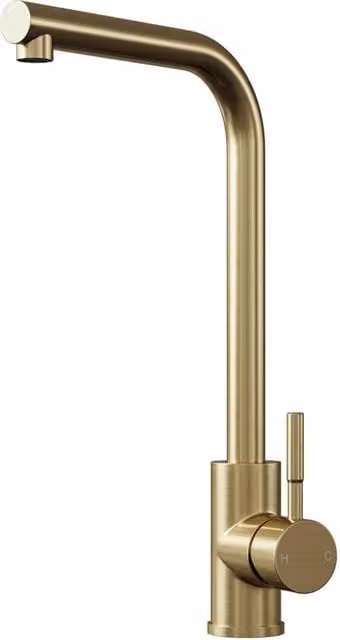 Balterley L-Neck Kitchen Sink Mixer Tap, Brushed Brass, H 34.7 cm x W 31.6 cm x D 17.2 cm