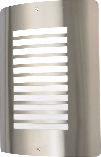Litecraft Sigma Modern Outdoor Slatted Wall Light in Silver Stainless Steel