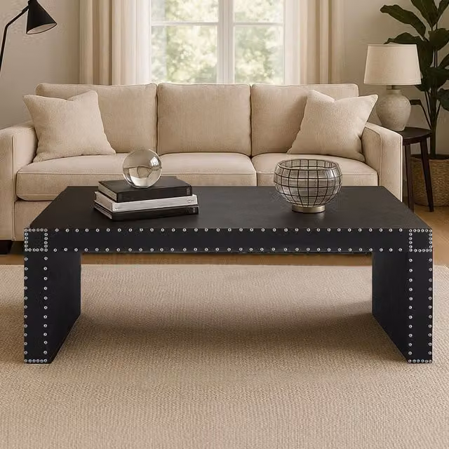 Orsina Modern Rectangular Coffee Table in Black and Silver, W/D/H: 122 x 70 x 40 cm – 2