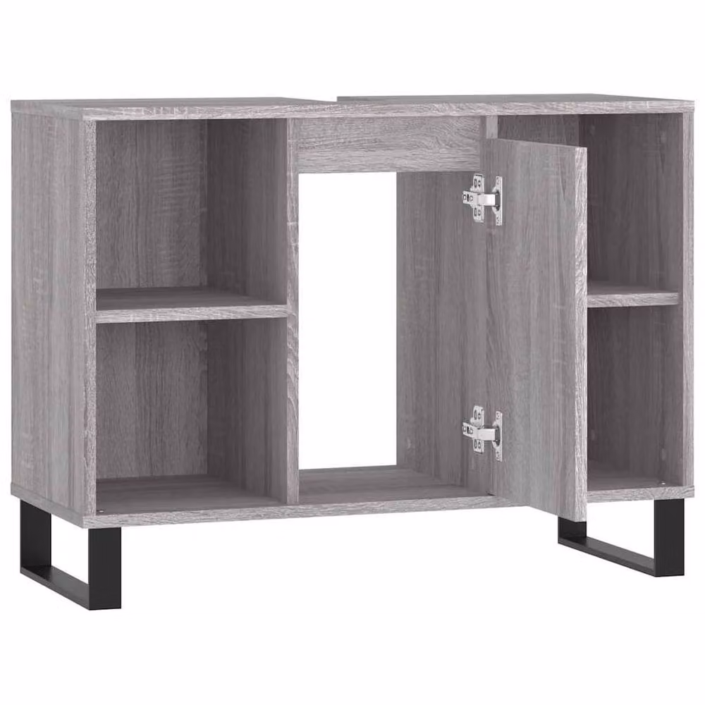 Berkfield Home Grey Sonoma Modern Freestanding Bathroom Cabinet with Hinged Doors and Internal Shelves W/D/H: 80 x 33 x 60 cm – 2