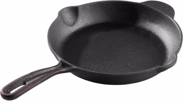 Garden Sanctuary Uncoated Cast Iron Round Skillet Frying Pan with Handle, Black – 1
