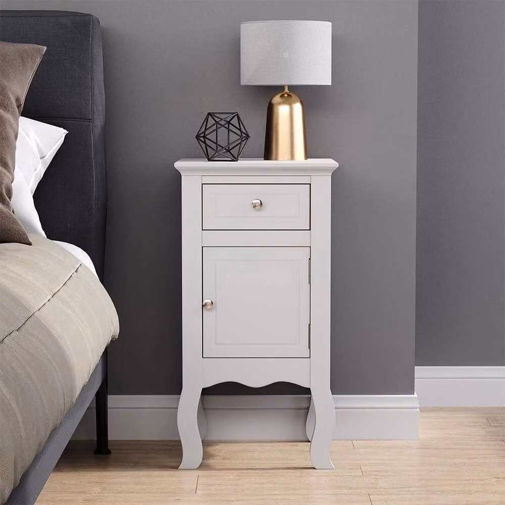 Kelvenix Narrow White Slim Bedside Table – 2