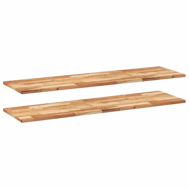 Berkfield Home Set of 2 Floating Wall Mounted Acacia Wood Shelves, Brown, W/D/H: 120 x 40 x 2 cm