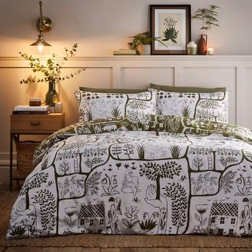 Riva Home Reversible Floral Duvet Cover Set in Green, W/H: 220 x 200 cm – 1