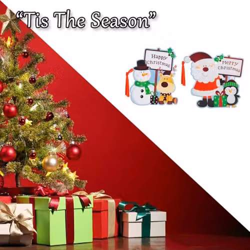 VFM e-Store Christmas Themed Present Gift Tags, 8 Pack, Multicolour, W: 16 cm, H: 16 cm, D: 0.1 cm – 7