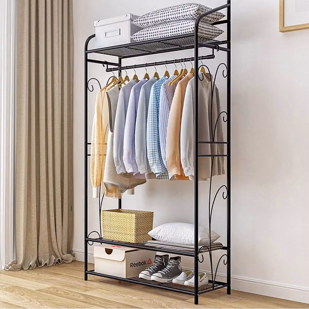 KORVIXA Matt Black Metal Clothes Rail, Width: 90 cm – 3