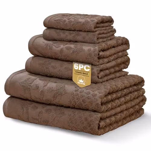 Rapport Home Versailles Jacquard 6-Piece Cotton Towel Bale Set in Brown
