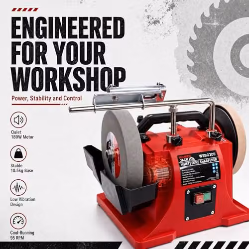 Lumberjack 200mm Whetstone Wet Bench Grinder and Chisel Sharpener, Red – 3