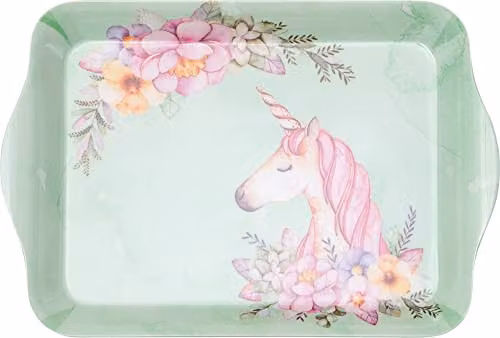 St Helens Home & Garden Melamine Unicorn Serving Tray in Turquoise, W: 21 cm, D: 14 cm, H: 2 cm – 1