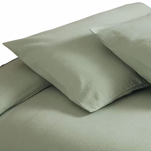 Belledorm Brushed Cotton Flannelette Housewife Pillowcase Pair in Green Apple