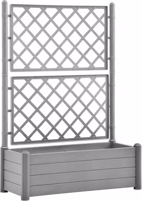 Berkfield Home Garden Planter with Trellis in Stone Grey, W/D/H: 100 x 43 x 142 cm – 1