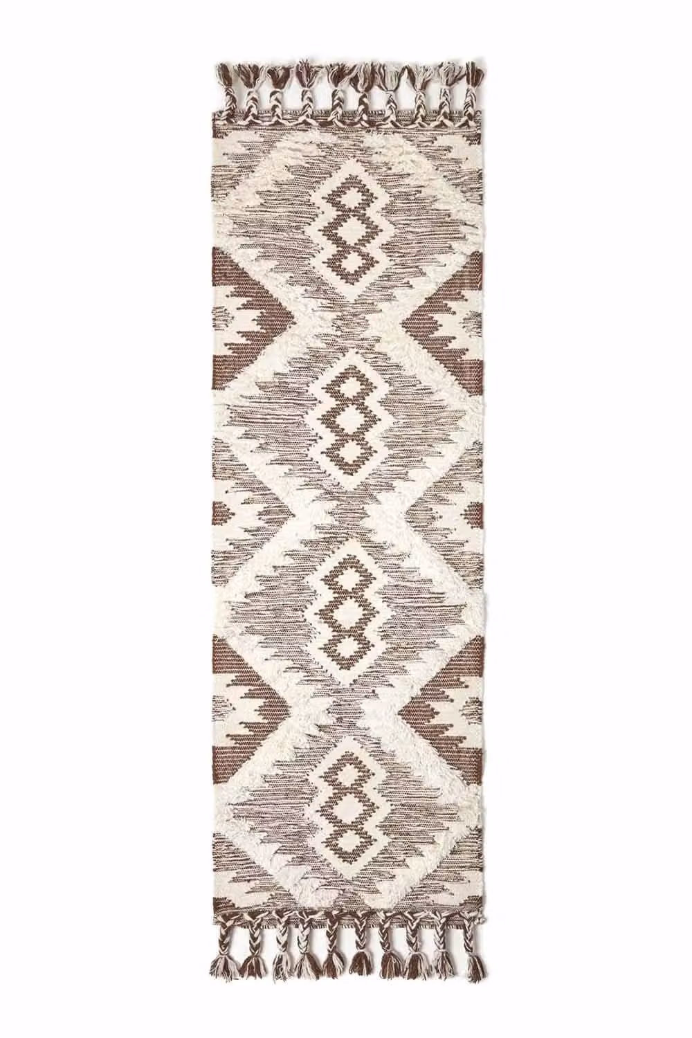 Homescapes Lhasa Handwoven Textured Wool and Cotton Kilim Hall Runner in Brown, W: 66 cm, L: 200 cm – 2