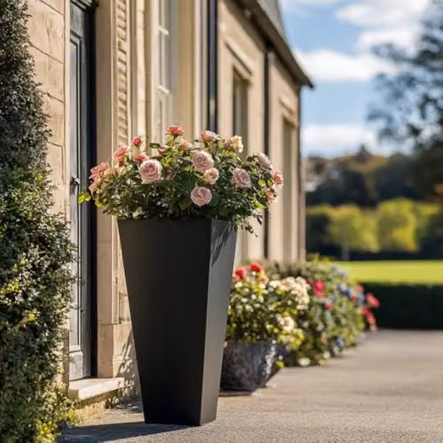 Access Garden Products Galvanised Steel Tapered Square Planter, Black, W/D/H: 40 x 40 x 90 cm – 10