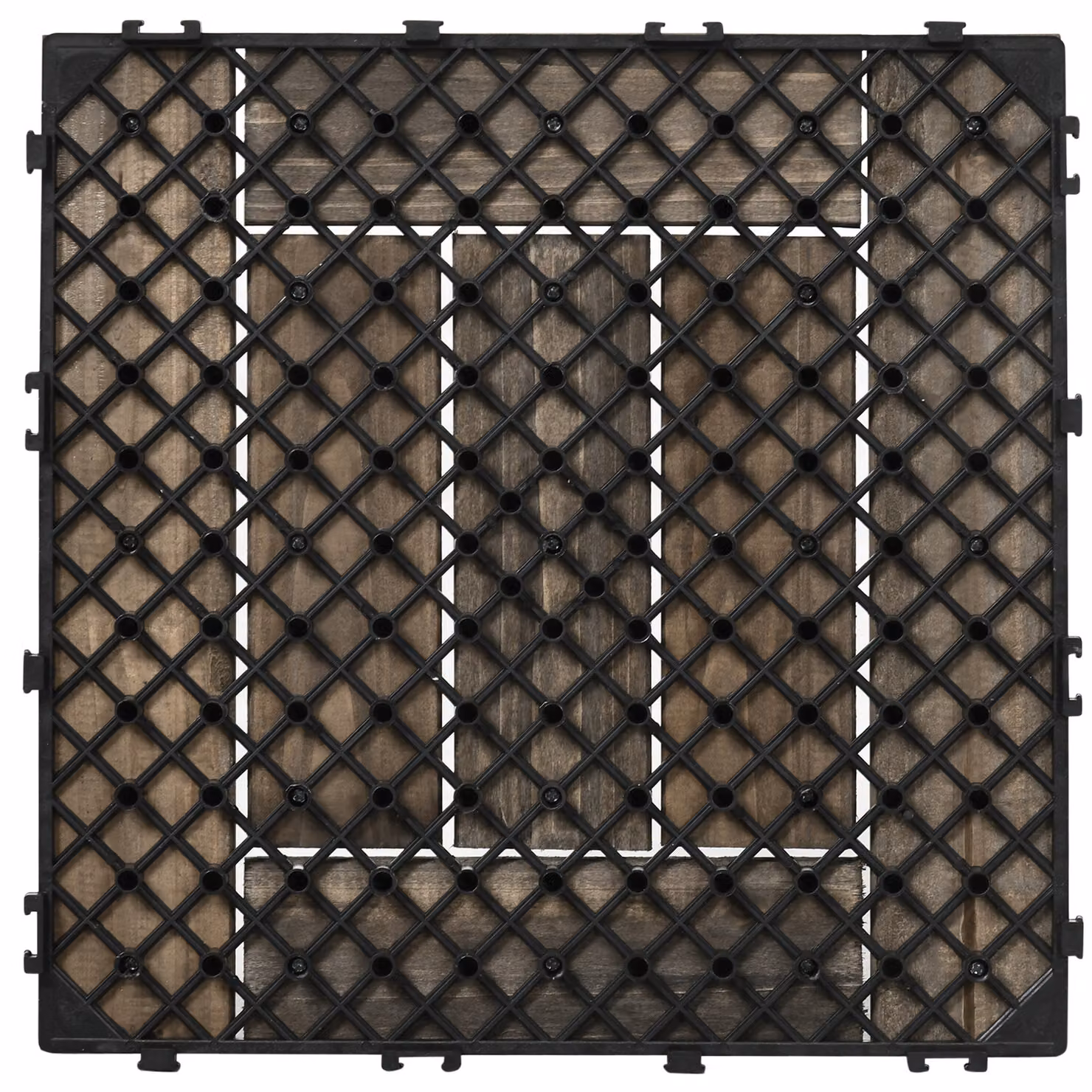Outsunny 27 Piece Brown Wooden Interlocking Decking Tiles for Patio, Balcony and Terrace, W/D: 30 x 30 cm – 7