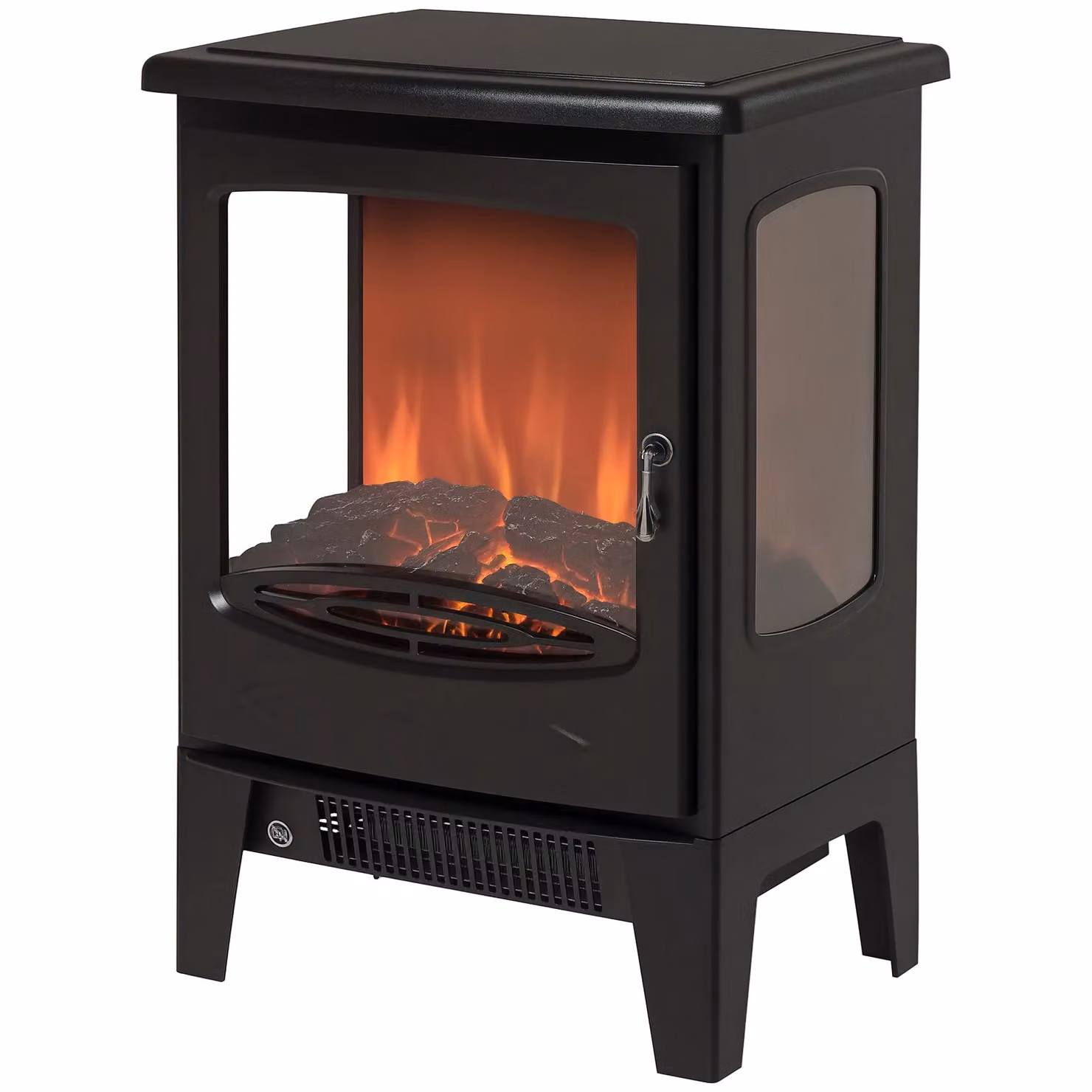 HOMCOM 1800W Electric Fireplace Heater with Tempered Glass in Black – 8