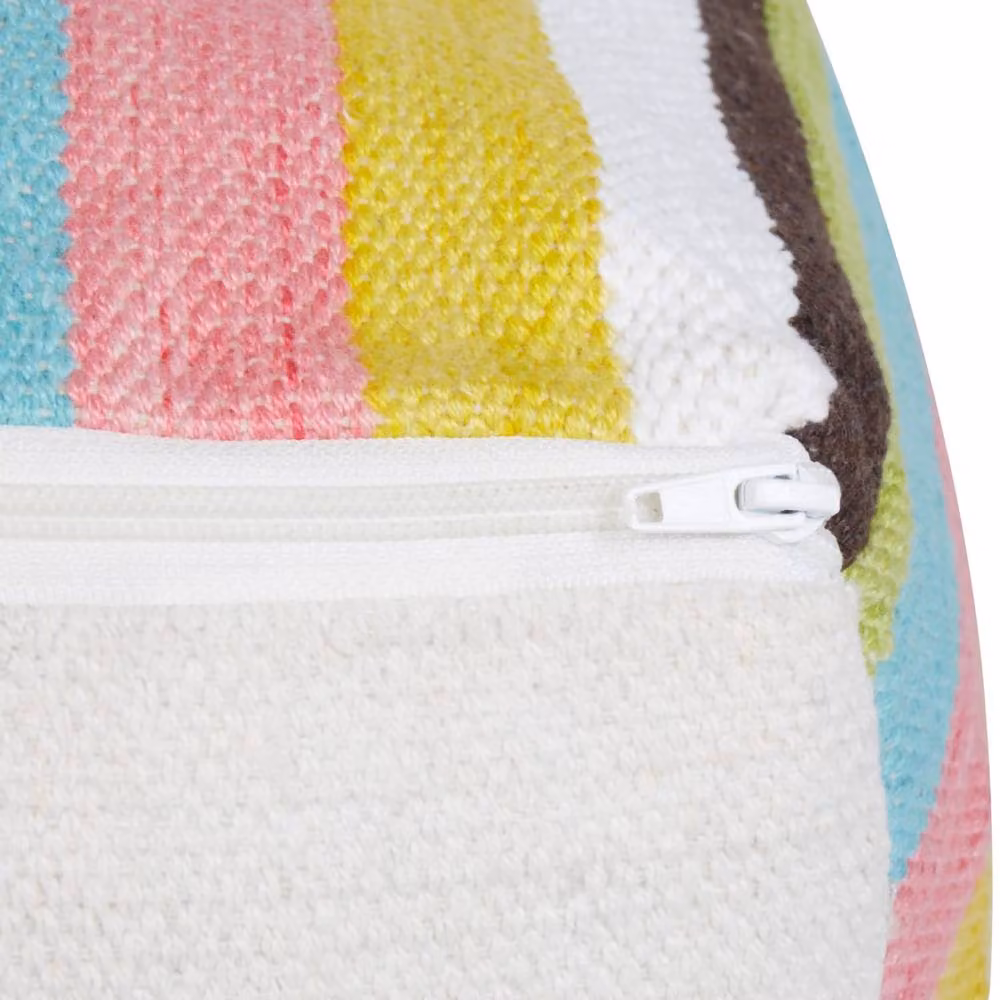 Wyld and Coco Handwoven Cotton Geometric Pattern Pouffe in Multicolour, W/D/H: 45 x 45 x 45 cm – 4