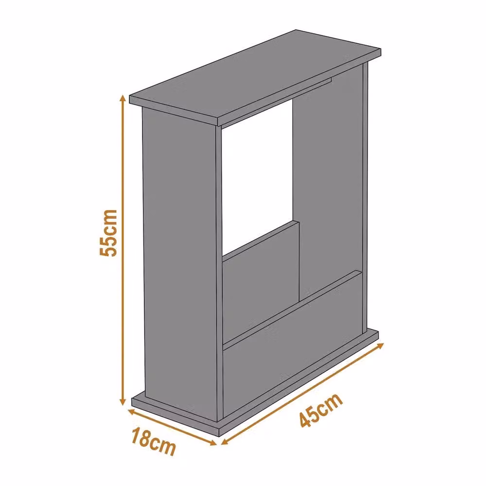 Havendro Grey Slim Side Table with Storage for Small Spaces W/D/H: 18.0 x 45.0 x 55.0 cm – 2
