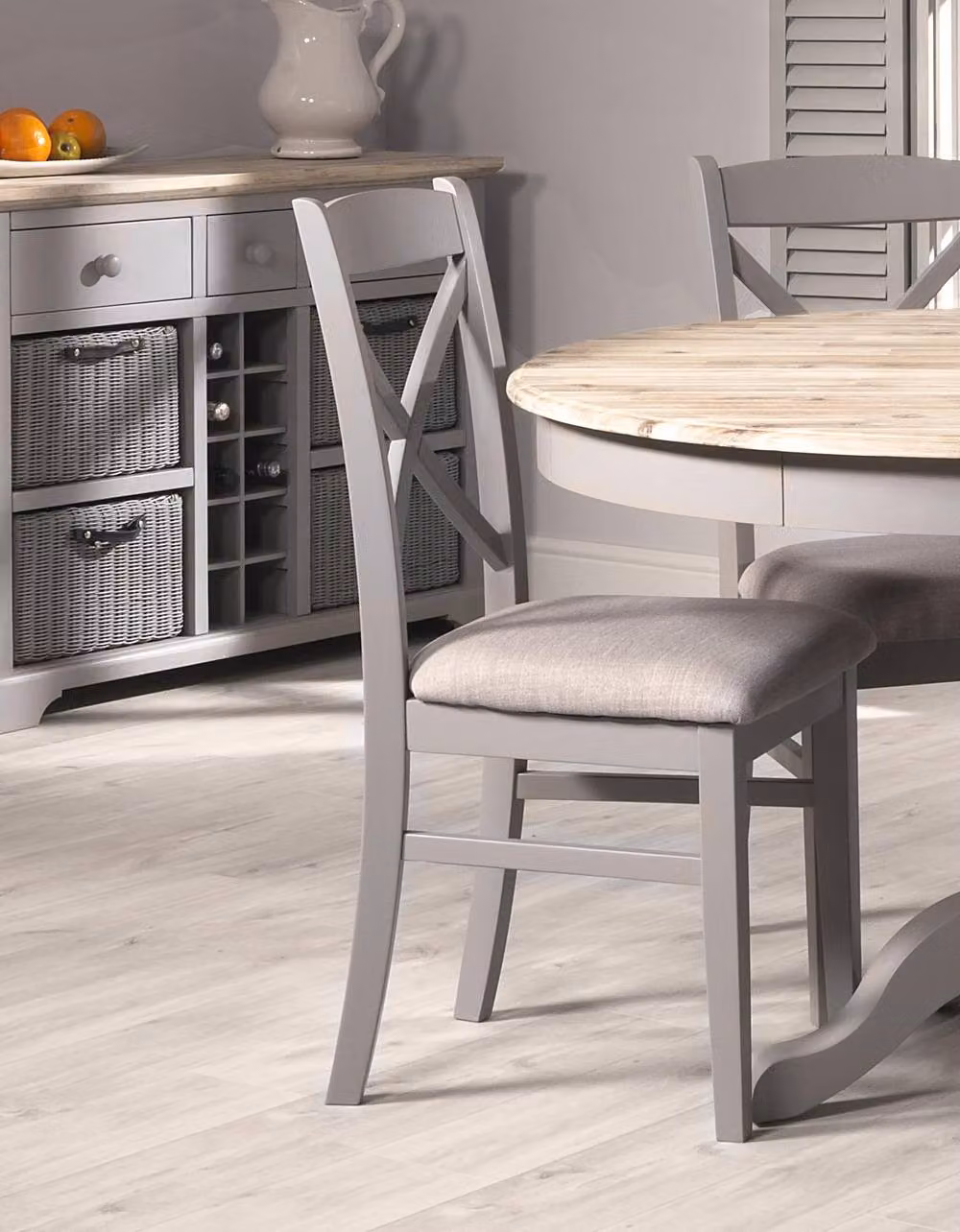 Statement Furniture Florence Crossback Dining Chairs with Upholstered Seats, Set of 2, Grey, W45 x D53 x H98 cm – 2