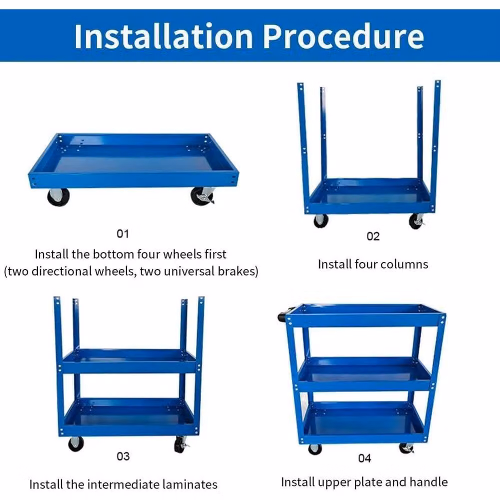 FORGEVIO Heavy Duty Tool Storage Garage Trolley in Blue – 3