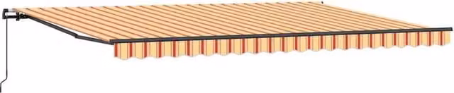Berkfield Home Manual Retractable Wall-Mounted Awning in Yellow and Orange Stripes, W: 500 cm, D: 300 cm – 1