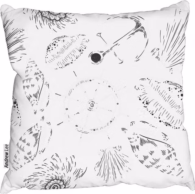 Andrew Lee Nautical Graphic Square Cushion, White, W: 60 cm, H: 60 cm