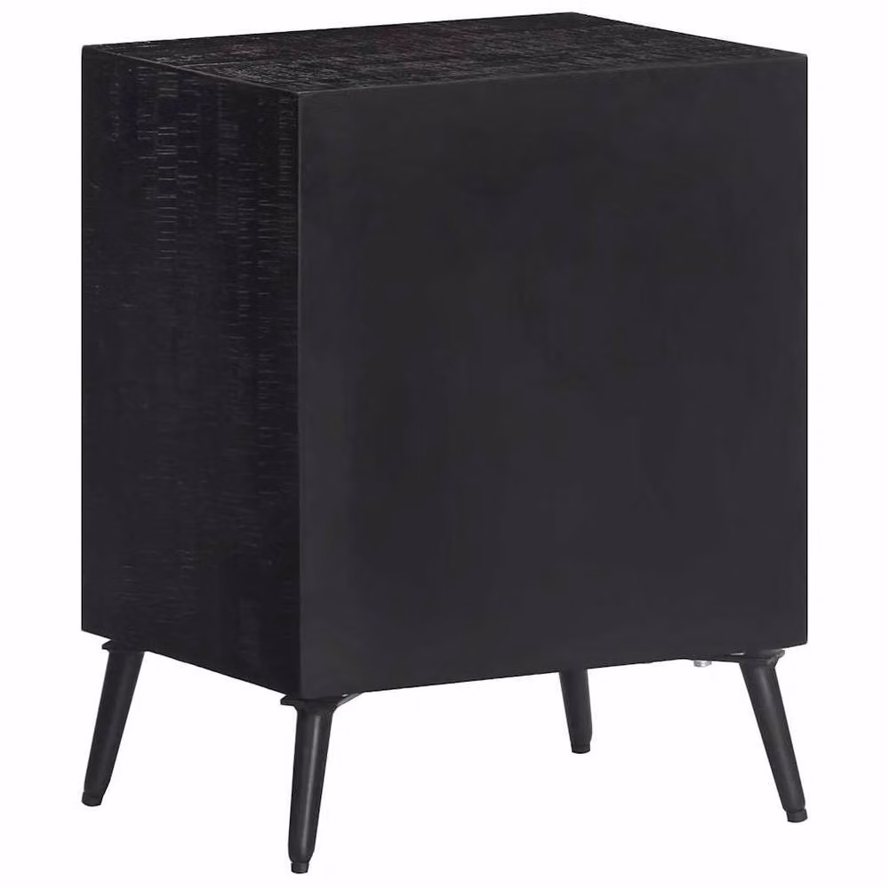 Berkfield Home Beautiful Mid Century Solid Teak Bedside Cabinet in Black W/D/H: 40 x 30 x 50 cm – 4