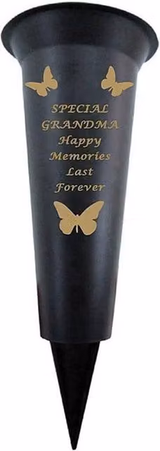 David Fischhoff Memorial Plastic Spiked Grave Flower Vase in Black and Gold – 2