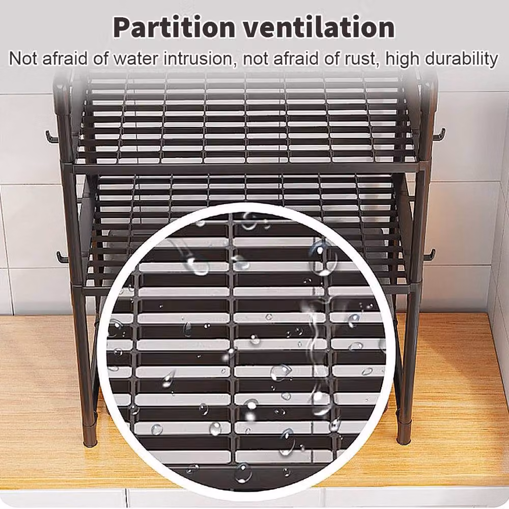 KORVIXA 2-Tier Microwave Oven Rack Stand in Black, W/D/H: 100 x 100 x 49 cm – 3