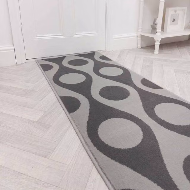 runrug Pop Hallway Carpet Runner Rug in Grey, W/D/H: 60 x 360 cm