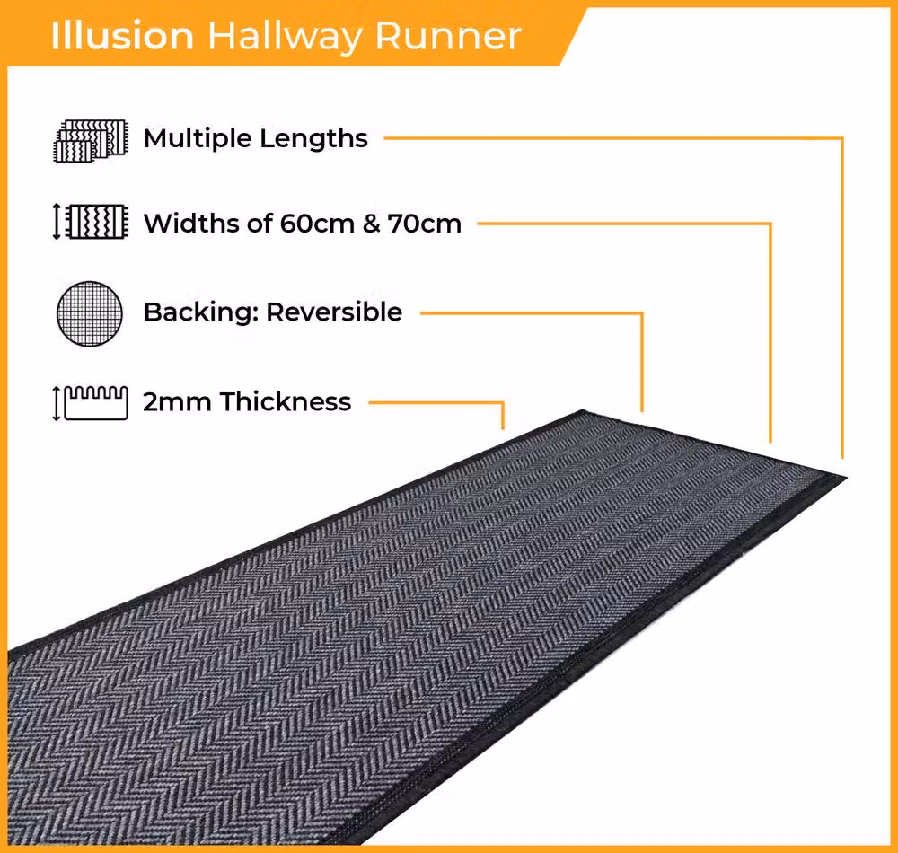 runrug Illusion Blue Reversible Indoor/Outdoor Carpet Runner Rug, W: 60 cm, L: 420 cm – 2