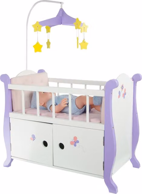 Olivia's Little World Little Princess Baby Doll Nursery Bed with Cabinet in White Wood