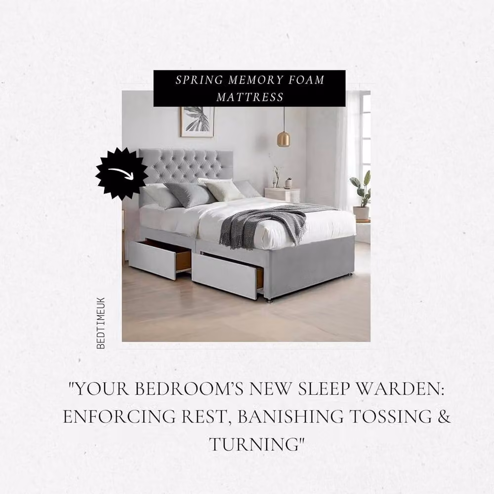 Bed Time UK Single Plush Velvet Bed with Mattress, 2 Drawers and 20 inch Chesterfield Headboard in Silver, W/D/H: 90 x 190 x 50.8 cm – 2