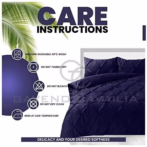 Smart Living Polycotton Pintuck Duvet Cover and Pillowcase Set in Navy, Single W/D/H: 135 x 200 cm – 4