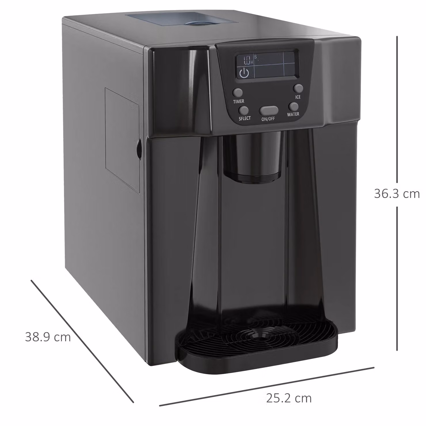 HOMCOM Ice Maker Machine and Water Dispenser with Digital Display in Black – 3