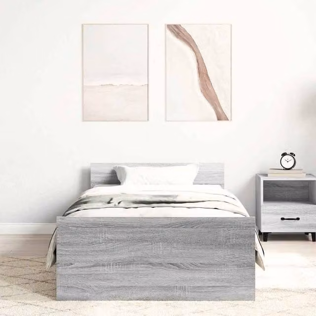Berkfield Home Modern Grey Bed Frame with Drawers, W/D/H: 100 x 200 x 50 cm