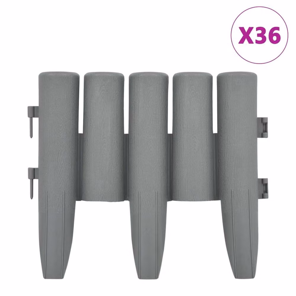 Berkfield Home Grey Plastic Lawn Edgings, 36 Pieces, 10 m – 3