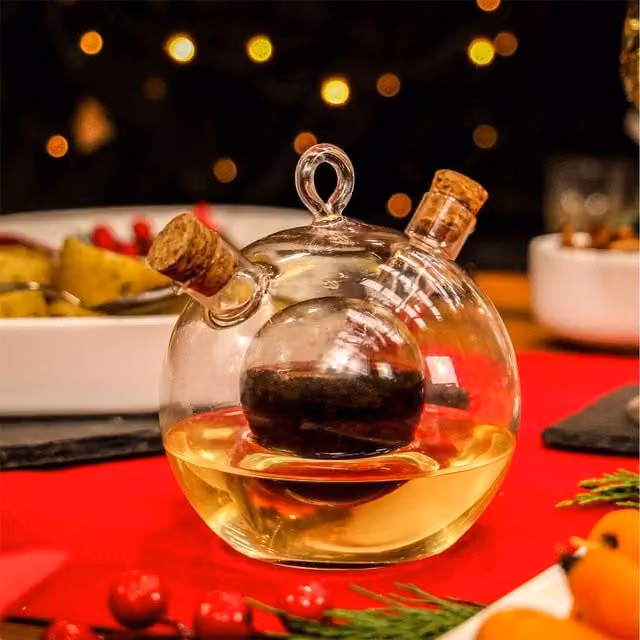 Maison & White 2 in 1 Glass Oil and Vinegar Dispenser Cruet in Transparent White