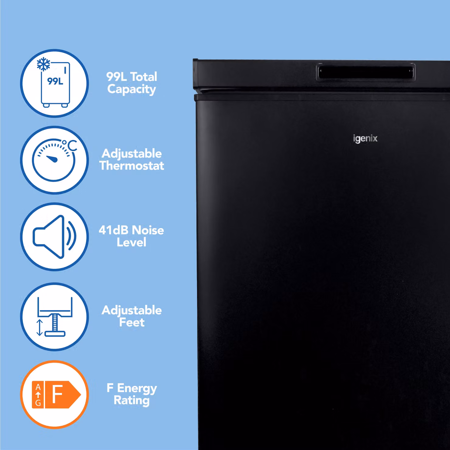 Igenix Freestanding 99L Chest Freezer in Black – 3