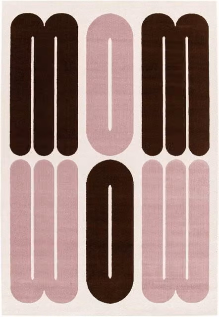 sweeek Modern Abstract Indoor Rug in Pink and Brown, W: 120 cm, L: 170 cm