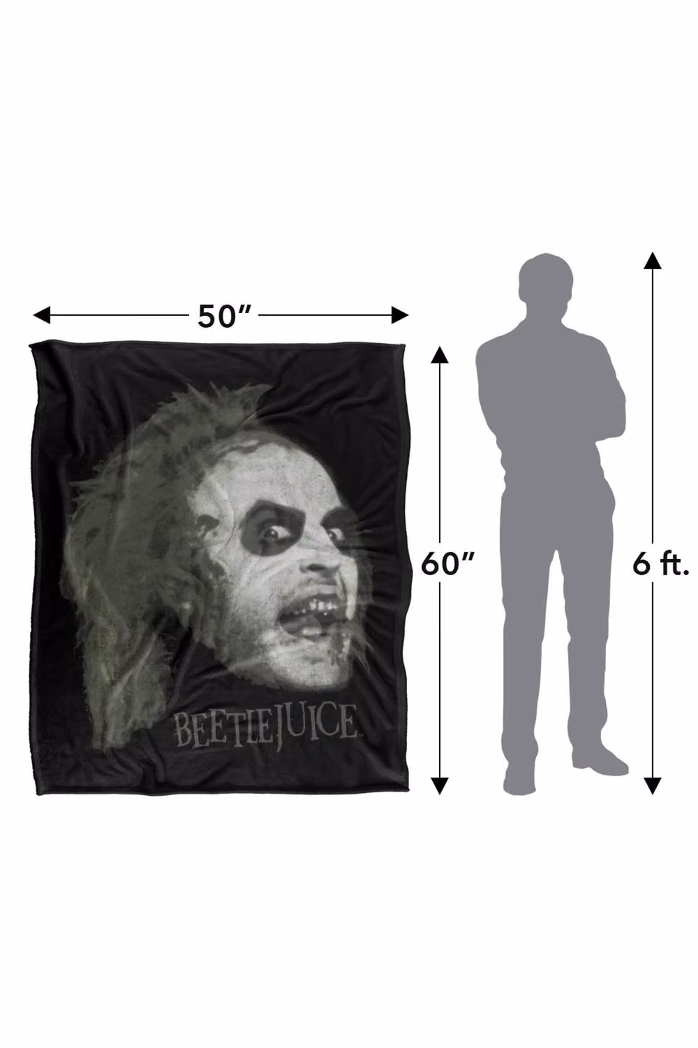 LOGOVISION Beetlejuice 1988 Large Face Super Soft Fleece Throw Blanket, Multicolour, W: 127 cm x D: 152.4 cm – 7