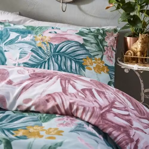 Riva Home Medinilla Single Duvet Cover and Pillowcase Set, Floral Green and Purple, W/D/H: 90 x 200 cm, Pillowcase: 50 x 75 cm – 2