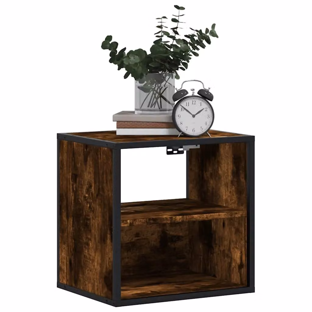 Berkfield Home Wall-mounted Bedside Cabinet in Smoked Oak Brown, W: 40 cm, D: 31 cm, H: 39.5 cm – 4