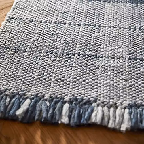 e-Rugs Highland Check Blue and Grey Geometric Pattern Flat Weave Runner, W: 80 cm, L: 150 cm – 3