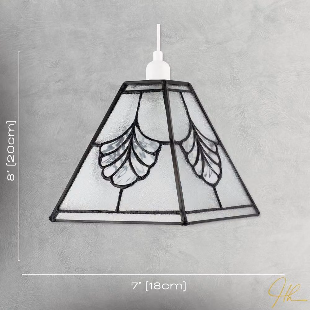 Happy Homewares Art Deco Transparent Glass Tiffany Pendant Light Shade with Floral Panels – 5
