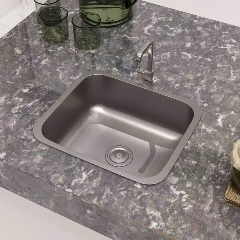 KORVIXA Stainless Steel Undermount Kitchen Sink in Silver W: 100 cm, D: 52 cm