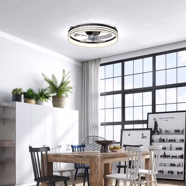 HOMCOM Ceiling Fan with Light and App Control, Black, Diameter: 50 cm