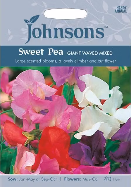 Johnsons Mixed Colour Sweet Pea Giant Waved Climber Flower Seeds