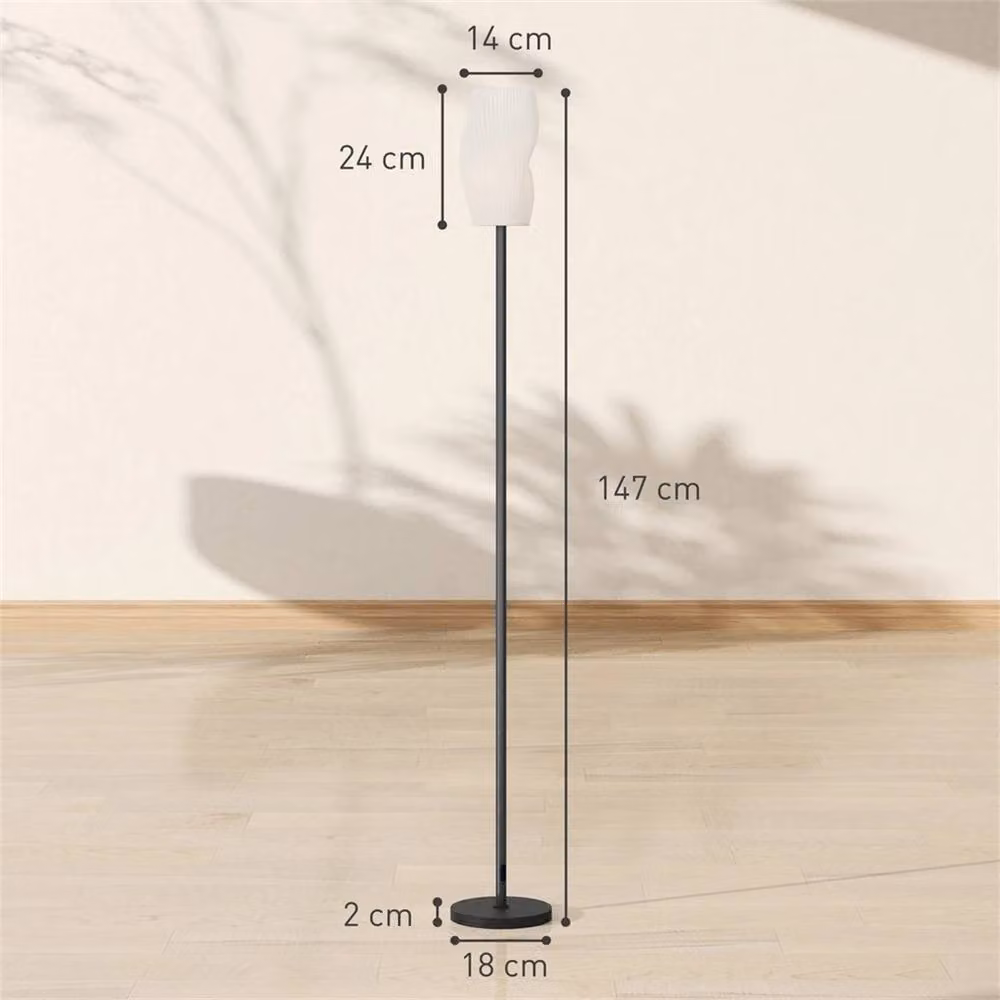 EONLION Modern White Floor Standing Lamp with Fabric Cylinder Shade and Replaceable E27 Bulb, H 147 cm – 2