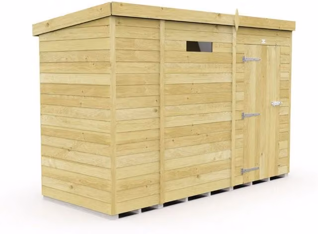 Buttercup Farm Brown Pent Security Wood Shed with Single Door, W276 x D118 x H201 cm – 1